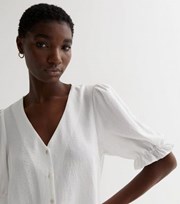 New Look White Frill Sleeve Button Front Blouse